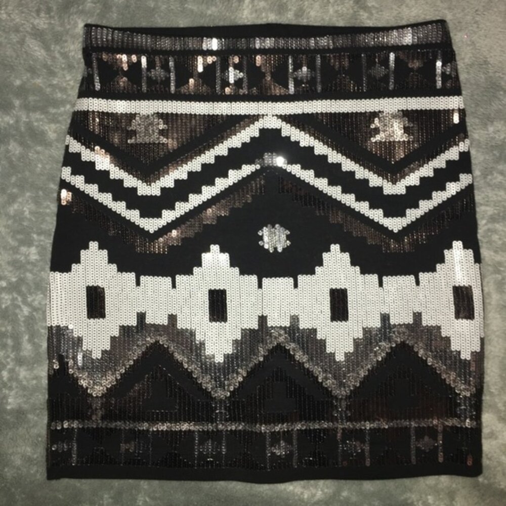 Express Aztec Sequin mini skirt